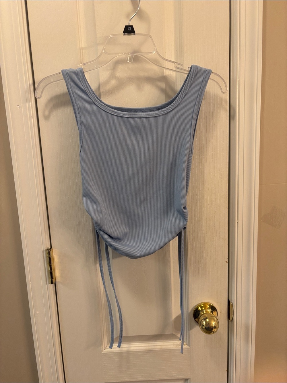 SHEIN Light Blue Ribbed Tank with Side Ties